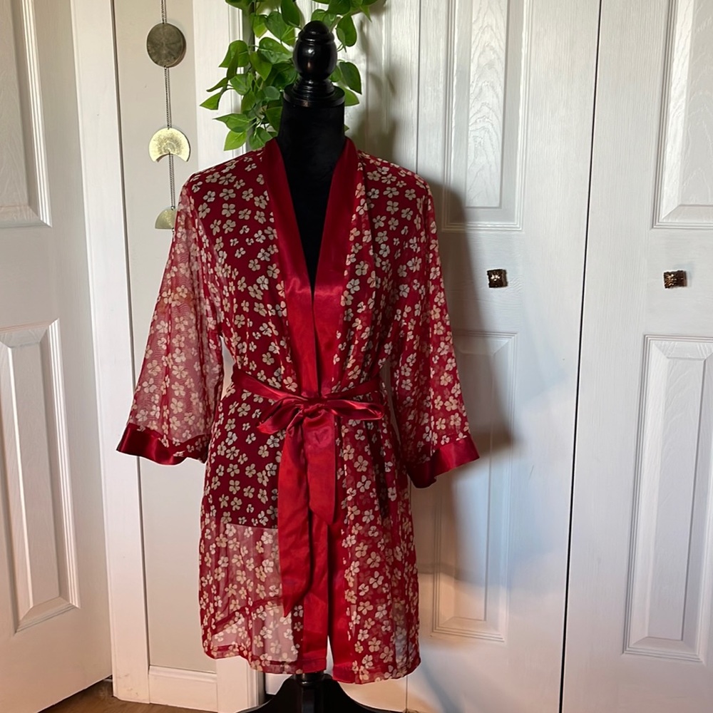 Red Satin trim Robe - Picture 2 of 5
